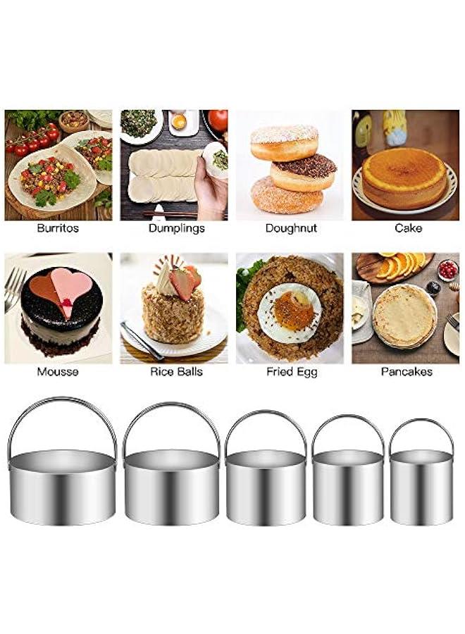 5 Pieces Cookie Cutters Round Cutters Stainless Steel Biscuit Cutter with Handle in Graduated Sizes Round Shape Molds - Image 3